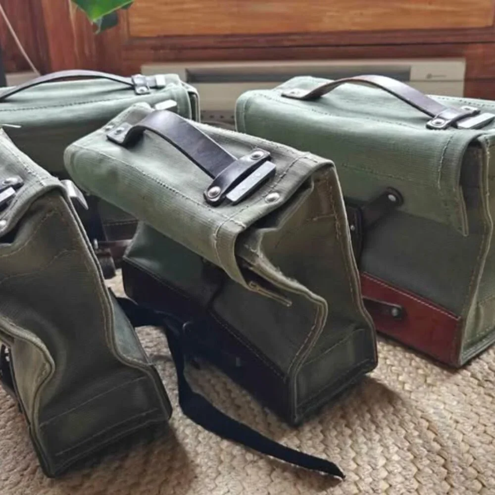 Vintage 1950s and 1960s Swiss Army Pannier Bike Bags - Picture 6 of 10